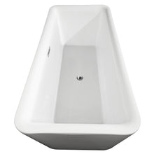 Load image into Gallery viewer, Wyndham Emily 69 Inch Freestanding Bathtub in White with Polished Chrome Trim and Floor Mounted Faucet in Brushed Gold- Wyndham