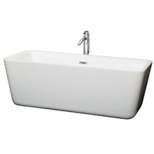 Load image into Gallery viewer, Wyndham Emily 69 Inch Freestanding Bathtub in White with Floor Mounted Faucet, Drain and Overflow Trim in Polished Chrome- Wyndham