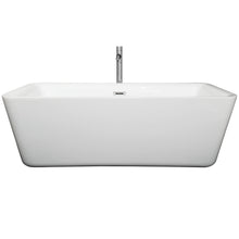 Load image into Gallery viewer, Wyndham Emily 69 Inch Freestanding Bathtub in White with Floor Mounted Faucet, Drain and Overflow Trim in Polished Chrome- Wyndham