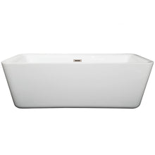 Load image into Gallery viewer, Wyndham Emily 69 Inch Freestanding Bathtub in White with Brushed Nickel Drain and Overflow Trim- Wyndham