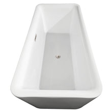 Load image into Gallery viewer, Wyndham Emily 69 Inch Freestanding Bathtub in White with Floor Mounted Faucet, Drain and Overflow Trim in Brushed Nickel- Wyndham