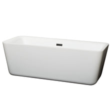 Load image into Gallery viewer, Wyndham Emily 69 Inch Freestanding Bathtub in White with Matte Black Drain and Overflow Trim- Wyndham