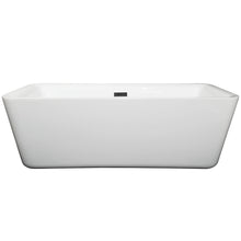 Load image into Gallery viewer, Wyndham Emily 69 Inch Freestanding Bathtub in White with Matte Black Drain and Overflow Trim- Wyndham