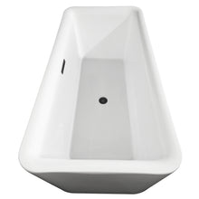 Load image into Gallery viewer, Wyndham Emily 69 Inch Freestanding Bathtub in White with Floor Mounted Faucet, Drain and Overflow Trim in Matte Black- Wyndham