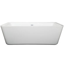Load image into Gallery viewer, Wyndham Emily 69 Inch Freestanding Bathtub in White with Shiny White Drain and Overflow Trim- Wyndham