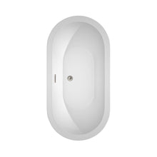 Load image into Gallery viewer, Wyndham Soho 60 Inch Freestanding Bathtub in White with Floor Mounted Faucet, Drain and Overflow Trim in Brushed Nickel- Wyndham