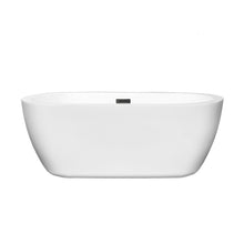 Load image into Gallery viewer, Wyndham Soho 60 Inch Freestanding Bathtub in White with Matte Black Drain and Overflow Trim- Wyndham