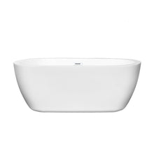 Load image into Gallery viewer, Wyndham Soho 60 Inch Freestanding Bathtub in White with Shiny White Drain and Overflow Trim- Wyndham