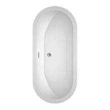 Load image into Gallery viewer, Wyndham Soho 68 Inch Freestanding Bathtub in White with Polished Chrome Trim and Floor Mounted Faucet in Brushed Gold- Wyndham