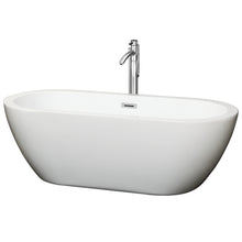 Load image into Gallery viewer, Wyndham Soho 68 Inch Freestanding Bathtub in White with Floor Mounted Faucet, Drain and Overflow Trim in Polished Chrome- Wyndham