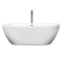 Load image into Gallery viewer, Wyndham Soho 68 Inch Freestanding Bathtub in White with Floor Mounted Faucet, Drain and Overflow Trim in Polished Chrome- Wyndham