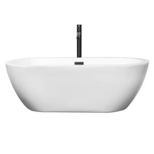 Load image into Gallery viewer, Wyndham Soho 68 Inch Freestanding Bathtub in White with Floor Mounted Faucet, Drain and Overflow Trim in Matte Black- Wyndham