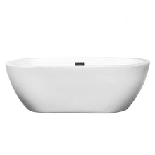 Load image into Gallery viewer, Wyndham Soho 68 Inch Freestanding Bathtub in White with Matte Black Drain and Overflow Trim- Wyndham