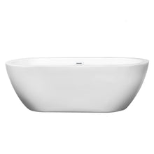 Load image into Gallery viewer, Wyndham Soho 68 Inch Freestanding Bathtub in White with Shiny White Drain and Overflow Trim- Wyndham