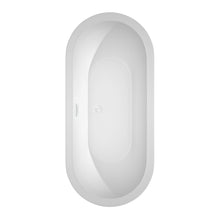 Load image into Gallery viewer, Wyndham Soho 68 Inch Freestanding Bathtub in White with Shiny White Trim and Floor Mounted Faucet in Brushed Gold- Wyndham