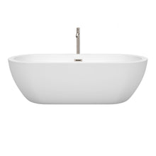 Load image into Gallery viewer, Wyndham Soho 72 Inch Freestanding Bathtub in White with Floor Mounted Faucet, Drain and Overflow Trim in Brushed Nickel- Wyndham