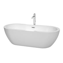 Load image into Gallery viewer, Wyndham Soho 72 Inch Freestanding Bathtub in White with Floor Mounted Faucet, Drain and Overflow Trim in Polished Chrome- Wyndham