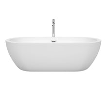 Load image into Gallery viewer, Wyndham Soho 72 Inch Freestanding Bathtub in White with Floor Mounted Faucet, Drain and Overflow Trim in Polished Chrome- Wyndham