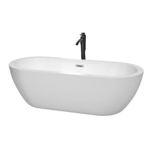 Load image into Gallery viewer, Wyndham Soho 72 Inch Freestanding Bathtub in White with Polished Chrome Trim and Floor Mounted Faucet in Matte Black- Wyndham