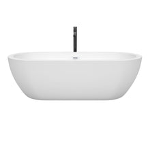Load image into Gallery viewer, Wyndham Soho 72 Inch Freestanding Bathtub in White with Shiny White Trim and Floor Mounted Faucet in Matte Black- Wyndham