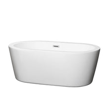 Load image into Gallery viewer, Wyndham Mermaid 60 Inch Freestanding Bathtub in White with Polished Chrome Drain and Overflow Trim- Wyndham