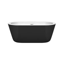 Load image into Gallery viewer, Wyndham Mermaid 60 Inch Freestanding Bathtub in Black with White Interior with Polished Chrome Drain and Overflow Trim- Wyndham