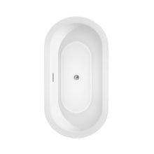 Load image into Gallery viewer, Wyndham Mermaid 60 Inch Freestanding Bathtub in Black with White Interior with Floor Mounted Faucet, Drain and Overflow Trim in Polished Chrome- Wyndham