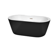 Load image into Gallery viewer, Wyndham Mermaid 60 Inch Freestanding Bathtub in Black with White Interior with Brushed Nickel Drain and Overflow Trim- Wyndham