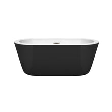 Load image into Gallery viewer, Wyndham Mermaid 60 Inch Freestanding Bathtub in Black with White Interior with Brushed Nickel Drain and Overflow Trim- Wyndham