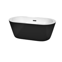 Load image into Gallery viewer, Wyndham Mermaid 60 Inch Freestanding Bathtub in Black with White Interior with Matte Black Drain and Overflow Trim- Wyndham