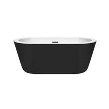 Load image into Gallery viewer, Wyndham Mermaid 60 Inch Freestanding Bathtub in Black with White Interior with Matte Black Drain and Overflow Trim- Wyndham