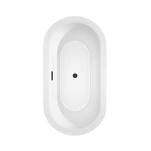 Load image into Gallery viewer, Wyndham Mermaid 60 Inch Freestanding Bathtub in Black with White Interior with Floor Mounted Faucet, Drain and Overflow Trim in Matte Black- Wyndham