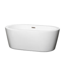 Load image into Gallery viewer, Wyndham Mermaid 60 Inch Freestanding Bathtub in White with Brushed Nickel Drain and Overflow Trim- Wyndham