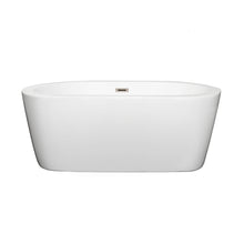 Load image into Gallery viewer, Wyndham Mermaid 60 Inch Freestanding Bathtub in White with Brushed Nickel Drain and Overflow Trim- Wyndham