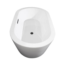 Load image into Gallery viewer, Wyndham Mermaid 60 Inch Freestanding Bathtub in White with Matte Black Drain and Overflow Trim- Wyndham