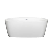 Load image into Gallery viewer, Wyndham Mermaid 60 Inch Freestanding Bathtub in White with Shiny White Drain and Overflow Trim- Wyndham