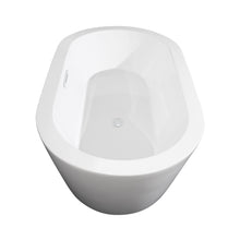 Load image into Gallery viewer, Wyndham Mermaid 60 Inch Freestanding Bathtub in White with Shiny White Trim and Floor Mounted Faucet in Brushed Gold- Wyndham