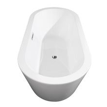 Load image into Gallery viewer, Wyndham Mermaid 67 Inch Freestanding Bathtub in White with Floor Mounted Faucet, Drain and Overflow Trim in Polished Chrome- Wyndham