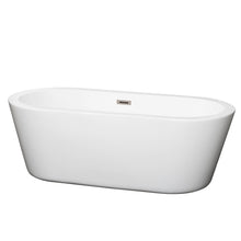 Load image into Gallery viewer, Wyndham Mermaid 67 Inch Freestanding Bathtub in White with Brushed Nickel Drain and Overflow Trim- Wyndham
