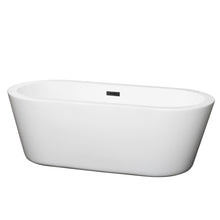 Load image into Gallery viewer, Wyndham Mermaid 67 Inch Freestanding Bathtub in White with Matte Black Drain and Overflow Trim- Wyndham