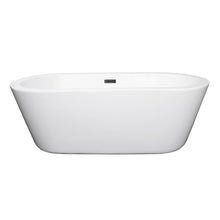 Load image into Gallery viewer, Wyndham Mermaid 67 Inch Freestanding Bathtub in White with Matte Black Drain and Overflow Trim- Wyndham