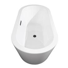 Load image into Gallery viewer, Wyndham Mermaid 67 Inch Freestanding Bathtub in White with Floor Mounted Faucet, Drain and Overflow Trim in Matte Black- Wyndham
