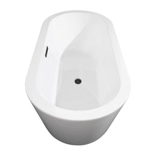 Load image into Gallery viewer, Wyndham Mermaid 67 Inch Freestanding Bathtub in White with Matte Black Drain and Overflow Trim- Wyndham