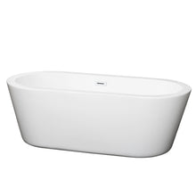 Load image into Gallery viewer, Wyndham Mermaid 67 Inch Freestanding Bathtub in White with Shiny White Drain and Overflow Trim- Wyndham