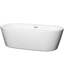 Load image into Gallery viewer, Wyndham Mermaid 71 Inch Freestanding Bathtub in White with Polished Chrome Drain and Overflow Trim- Wyndham