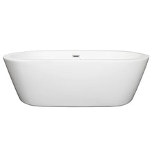 Load image into Gallery viewer, Wyndham Mermaid 71 Inch Freestanding Bathtub in White with Polished Chrome Drain and Overflow Trim- Wyndham