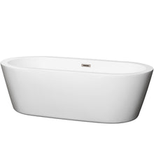 Load image into Gallery viewer, Wyndham Mermaid 71 Inch Freestanding Bathtub in White with Brushed Nickel Drain and Overflow Trim- Wyndham
