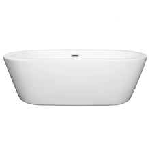 Load image into Gallery viewer, Wyndham Mermaid 71 Inch Freestanding Bathtub in White with Brushed Nickel Drain and Overflow Trim- Wyndham