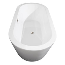 Load image into Gallery viewer, Wyndham Mermaid 71 Inch Freestanding Bathtub in White with Brushed Nickel Drain and Overflow Trim- Wyndham