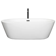 Load image into Gallery viewer, Wyndham Mermaid 71 Inch Freestanding Bathtub in White with Floor Mounted Faucet, Drain and Overflow Trim in Matte Black- Wyndham